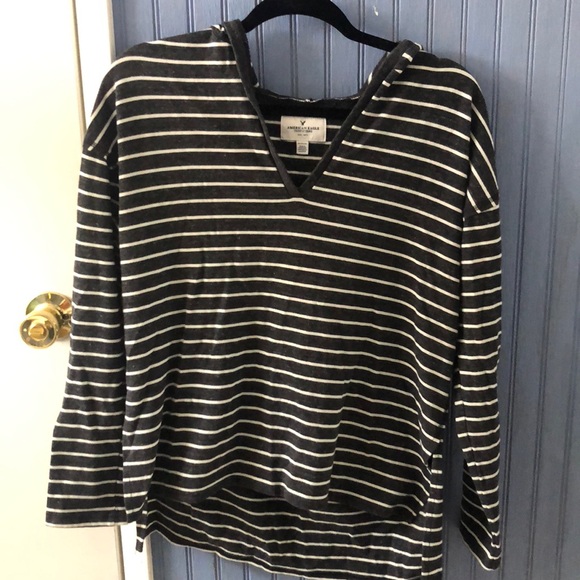 American Eagle Navy with White stripes hoodie. - Picture 3 of 3